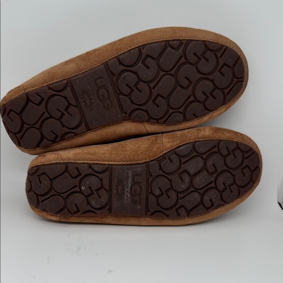 UGG Australia Dakota Chesnut Brown Suede Moccasin Wool Fur Slippers Size 9 - Picture 14 of 16